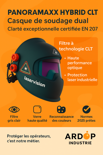 Casque Mixte Premium pour Soudage Conventionnel et Laser | Technologie Crystal Lens pour Haute Précision